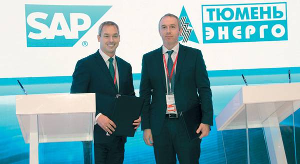 Генеральный директор SAP СНГ Павел Гонтарев (слева) и генеральный директор АО «Тюменьэнерго» Сергей Савчук договорились о создании и внедрении информационных систем нового поколения 028_expert_ural_51-1.jpg