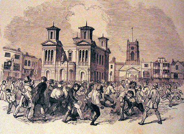 После футбольного матча. Гравюра 1846 года. Город Кингстон-на-Темзе, Англия 046_rusrep_11-1.jpg 100 years of Football — The FIFA Centennial Book/CC0